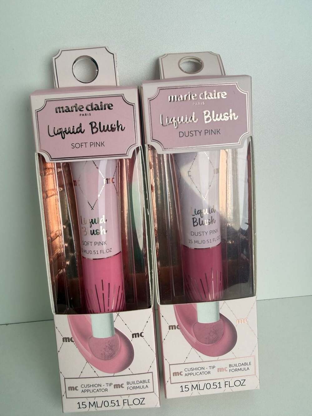 Marie Claire Paris Buildable Liquid Blush 2-Piece Soft Pink and Dusty Pink